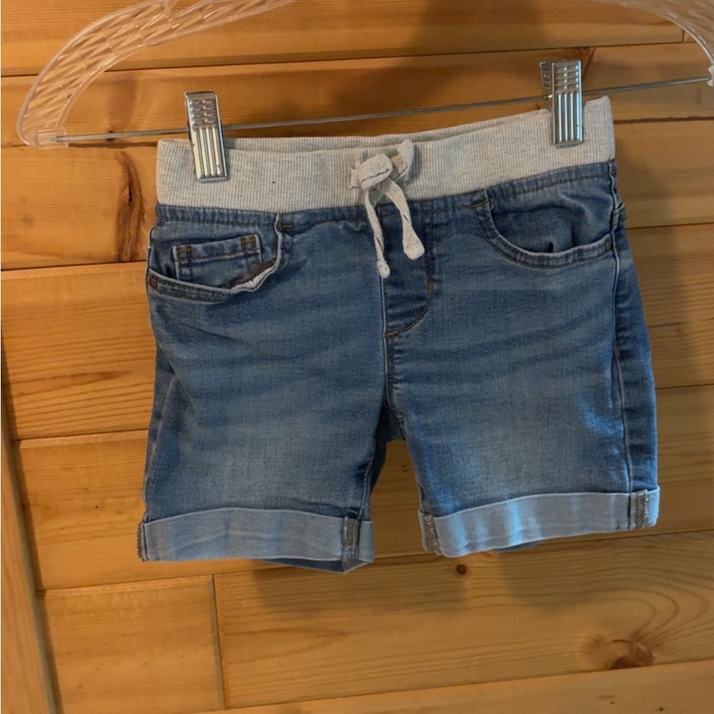 Wonder Nation Girls Denim Shorts with Elastic Waist & Rolled Cuffs Size 7
